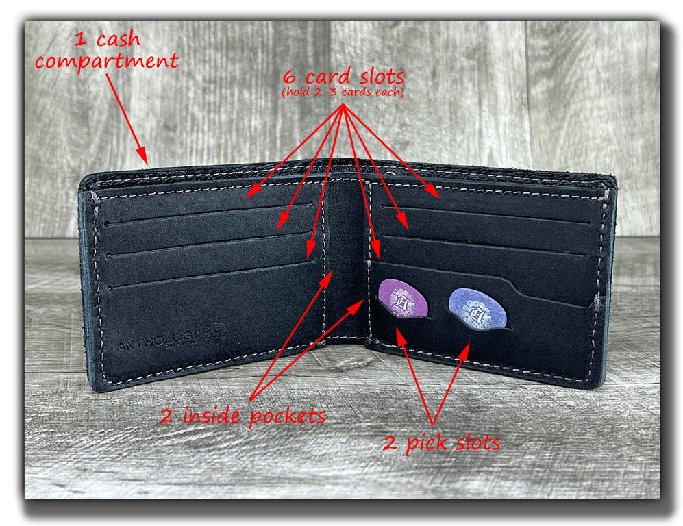 Chain Wallet with Guitar Pick Slots (With or Without Chain) - Carbon Black