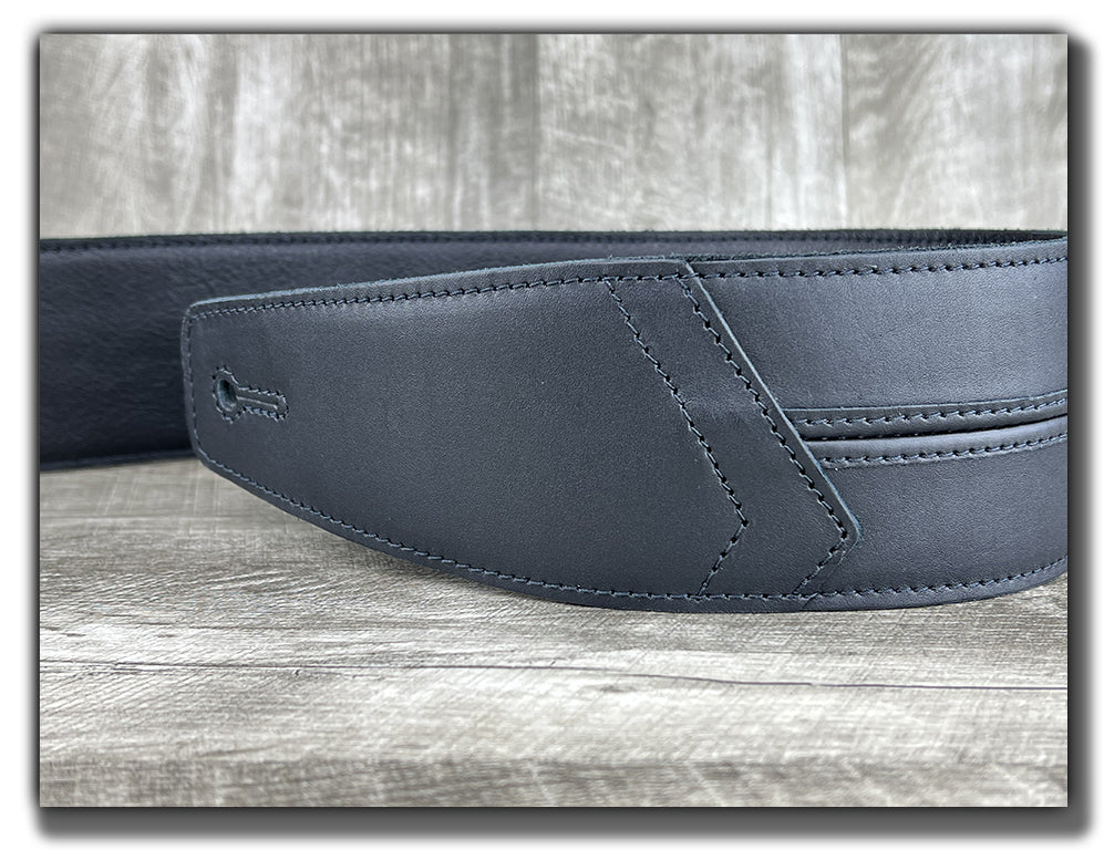 Straight Up - Carbon Black Leather Guitar Strap