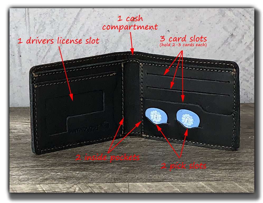 Chain Wallet with Guitar Pick Slots (With or Without Chain) - Whiskey Brown - CLEARING OUT OLD STYLE WITH ID SLOT