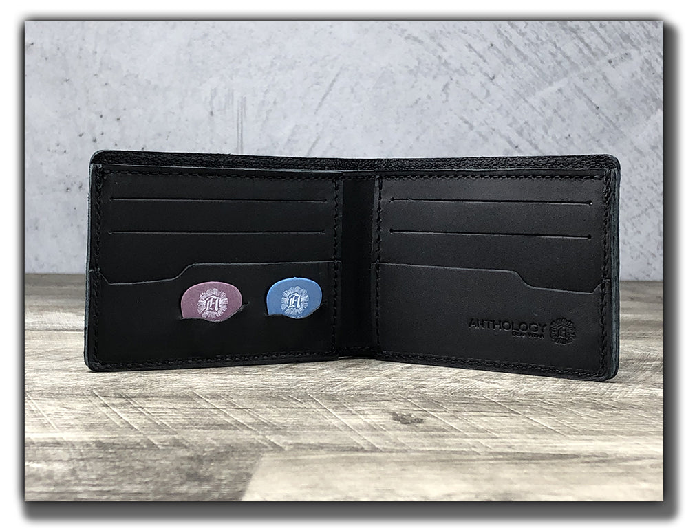 Minimalist Bi-Fold Wallet (With or Without Pick Holders) - Carbon Black