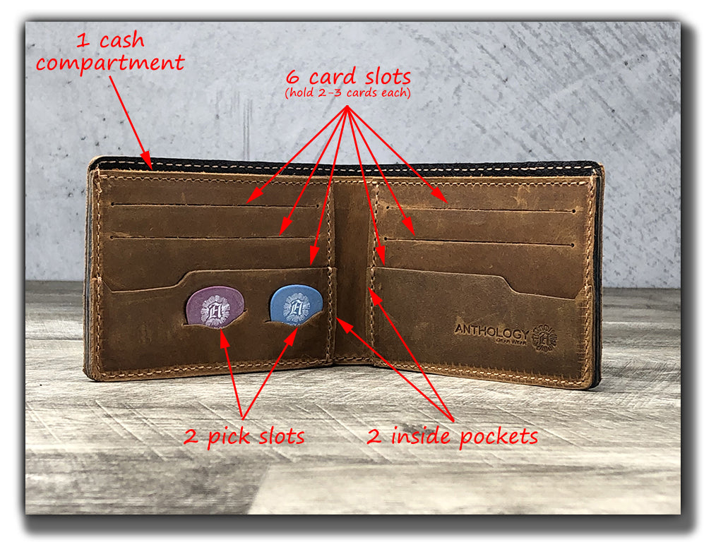 Minimalist Bi-Fold Wallet (With or Without Pick Holders) - Tobacco