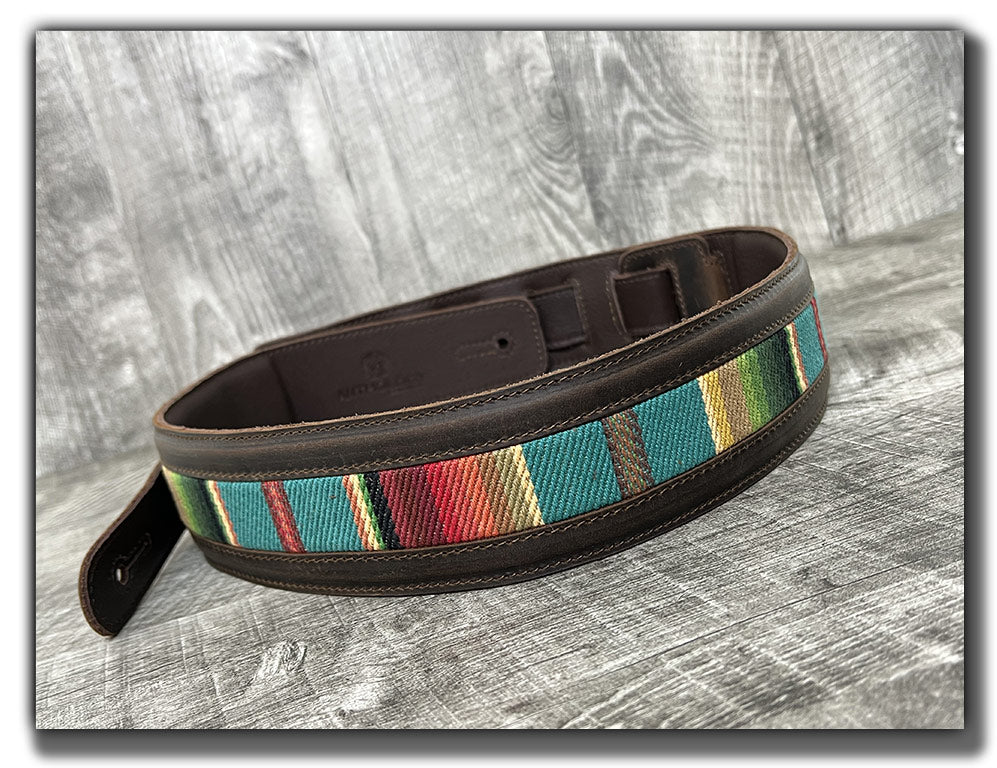 El Camino - Whiskey Brown / Turquoise Leather Guitar Strap