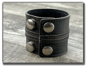 Straight Up - Aged Steel Leather Cuff