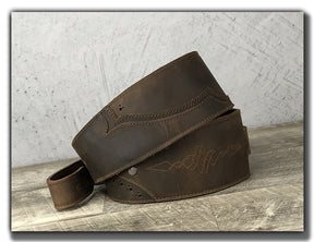 Walk The Line - Whiskey Brown Leather Guitar Strap