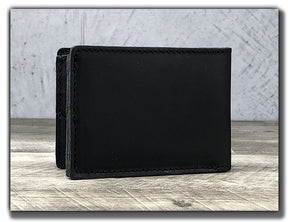 Minimalist Leather Bi-Fold Wallet - Carbon Black