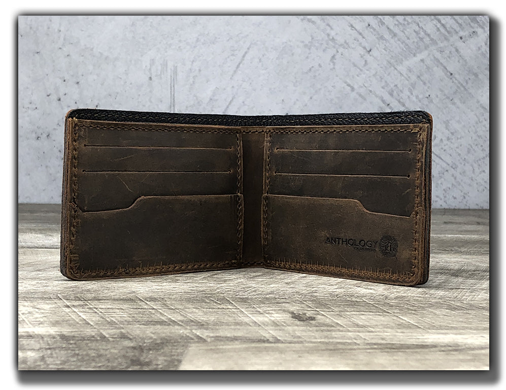 Minimalist Leather Bi-Fold Wallet - Whiskey Brown