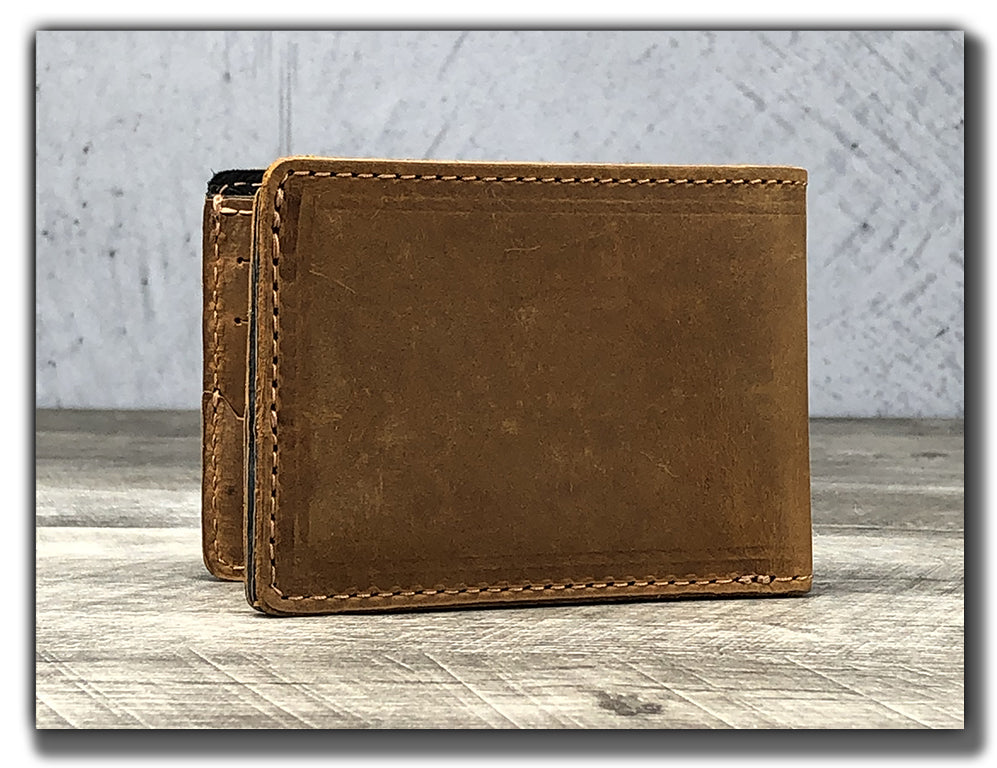 Minimalist Leather Bi-Fold Wallet - Tobacco