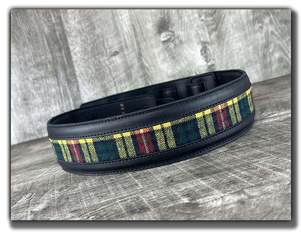 Buchanan - Tartan Plaid and Carbon Black Leather Guitar Strap - Numbered Limited Edition