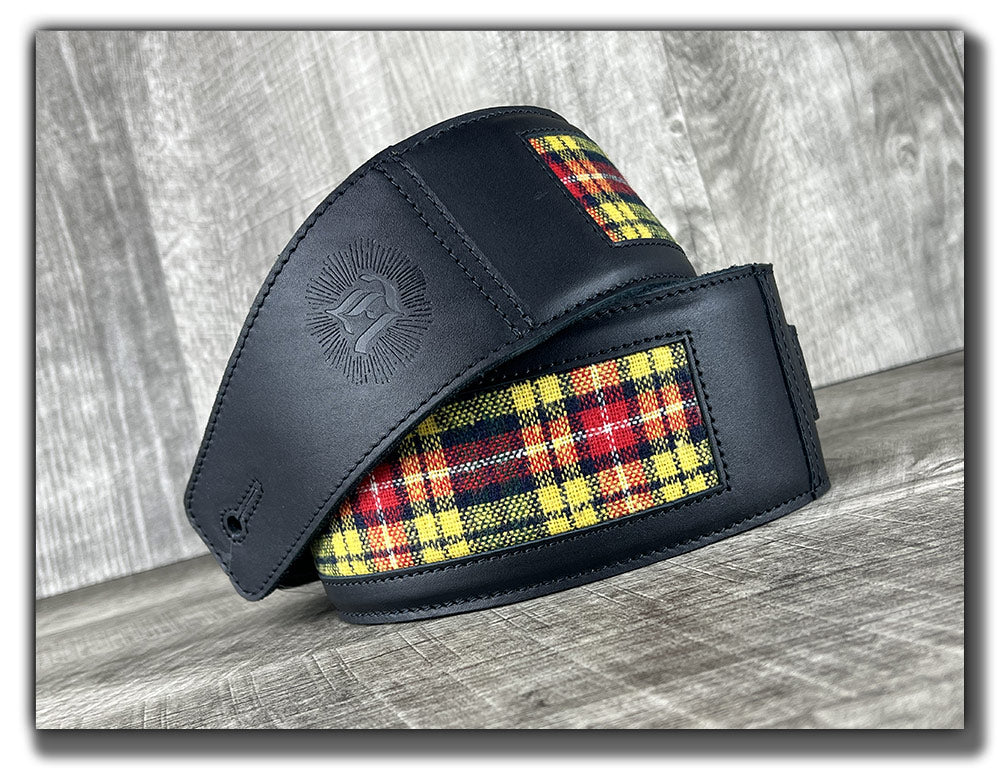 Buchanan - Tartan Plaid and Carbon Black Leather Guitar Strap - Numbered Limited Edition